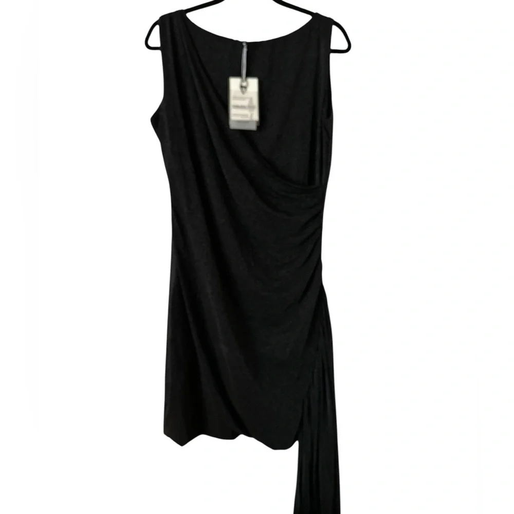 CHIARA BONI Rebon Sugar Elegant Black Dress Made in Italy size 16 NWT - Picture 2 of 12